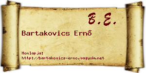 Bartakovics Ernő névjegykártya